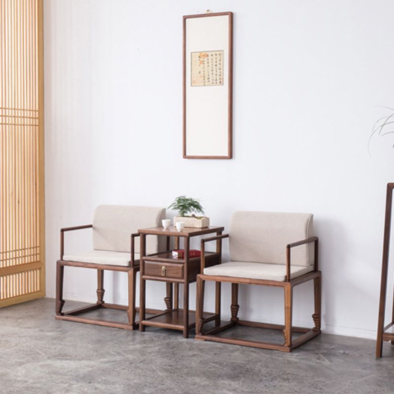 Traditional Style Dining Chair Wooden Open Back Arm Chair for Home