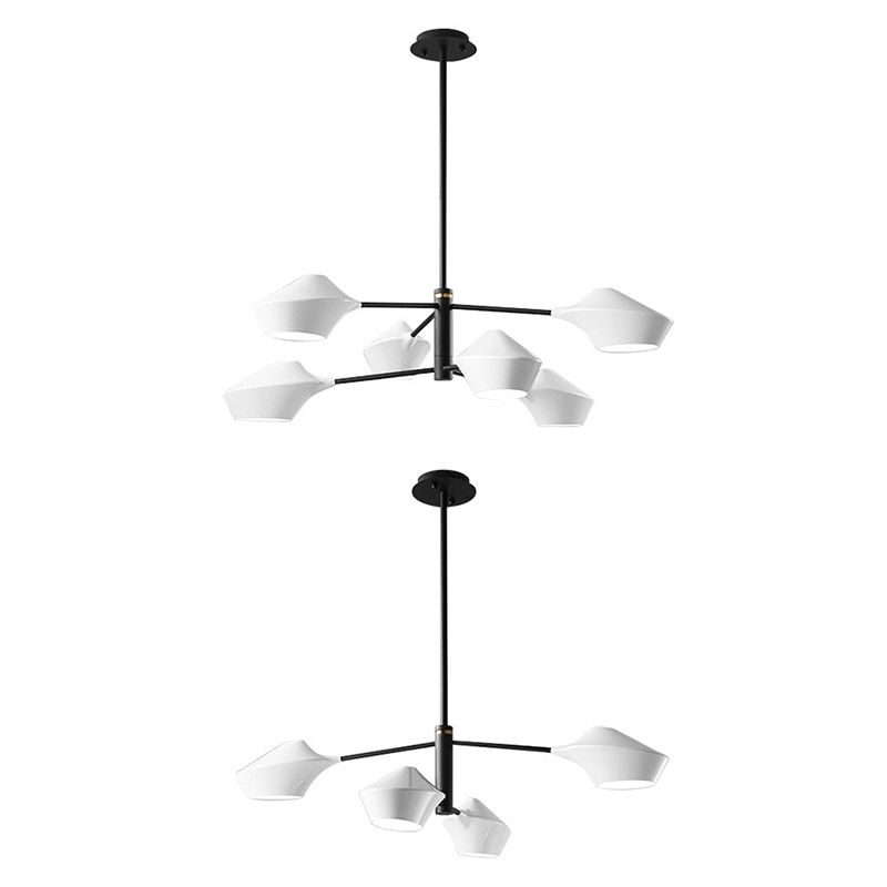 Estilo posmoderno Minimalismo Iluminación Candelier blanca Acrílica Geométrica Suminosa luz de suspensión Luz con caña de colgar ajustable de 19,6 "