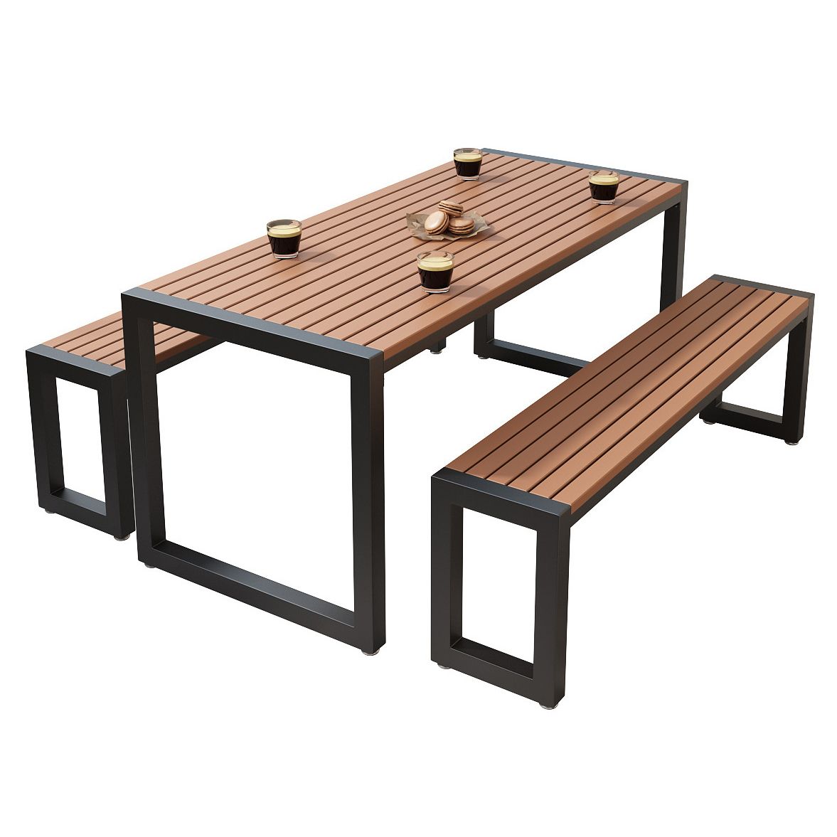 Industrial Brown Wood Dining Table Rectangle Shape Standard Dining Table for Kitchen