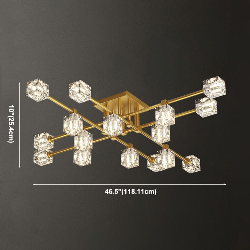 Sputnik Living Room Semi Flush Light Fixture Crystal Modern Semi-Flush Ceiling Light