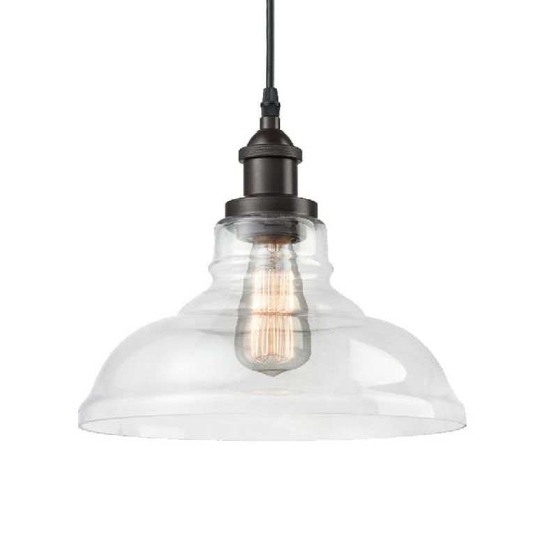 Black 1 Light Pendant Lighting Industrial Clear Glass Barn Hanging Lamp for Indoor