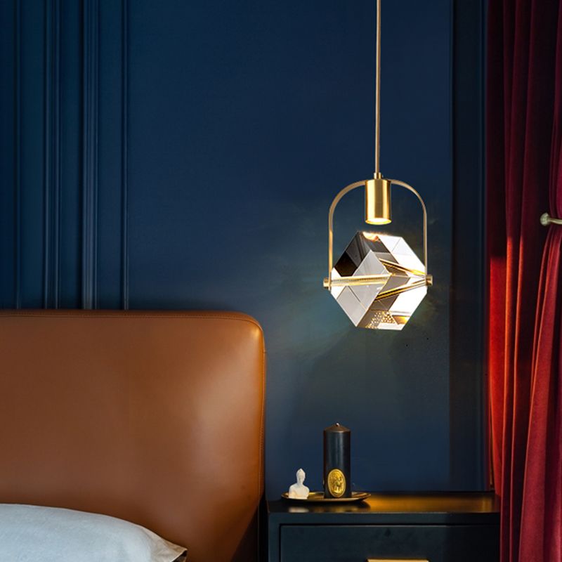 Géométrie Shape Crystal Pendante Light Modern Style Single Light Lampe suspendue en or