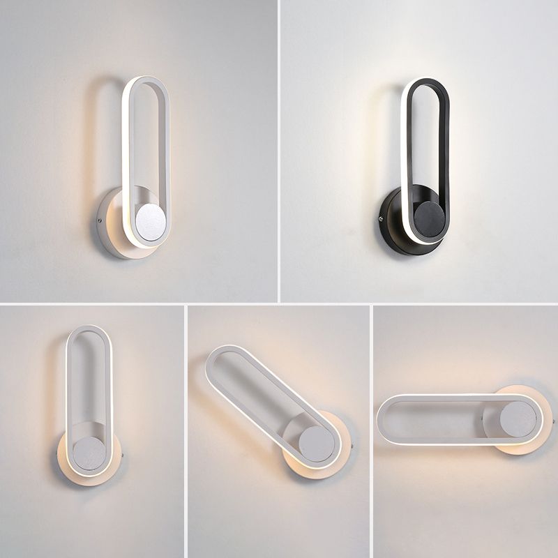 Modern Creative LED Rotatable Wall Lamp Wrought Iron Oblong Wall Sconce with Silicone Shade