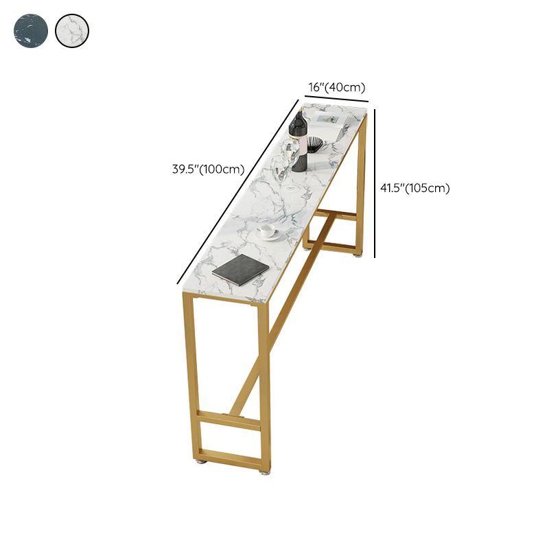 Glam Pub Table Bar Height Faux Marble Rectangle Bar Table for Indoor