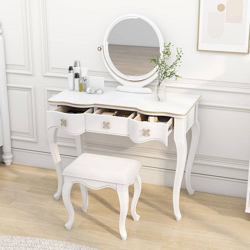 3 Storage Drawers & Mirror Vanity Set Victorian Wood Make-up Vanity