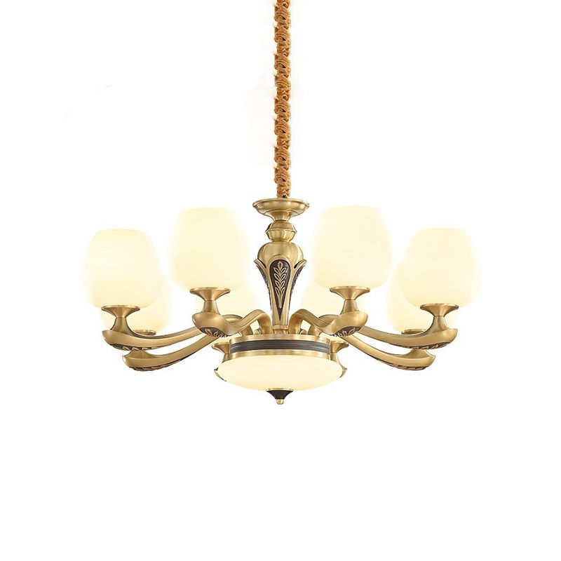 American Style Chandelier Gold Multi Head Glass Hanging Light for Restaurant