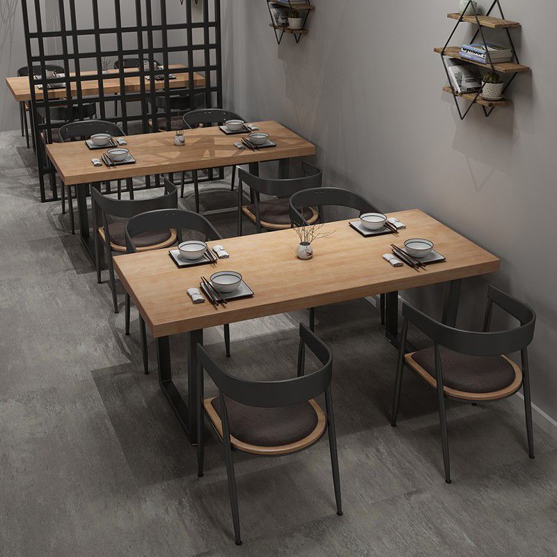 Industrial Style Dining Table Solid Wood Rectangle Table for Dining Room