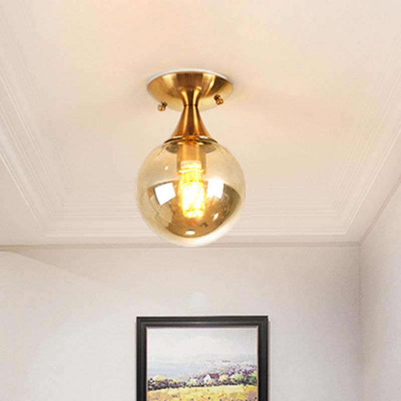 Illuminazione a semimontaggio in vetro bianco-giallo/grigio-blu/grigio fumo con paralume a sfera Nordic 1 lampadina da incasso a soffitto per foyer