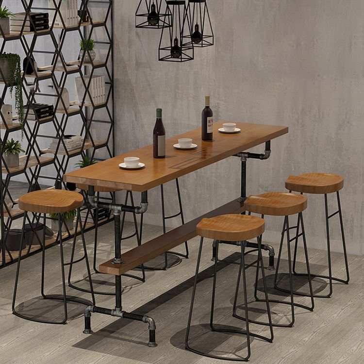 Modern 1/2/4/7 Pieces Solid Wood Pub Table Set Rectangular Counter Table