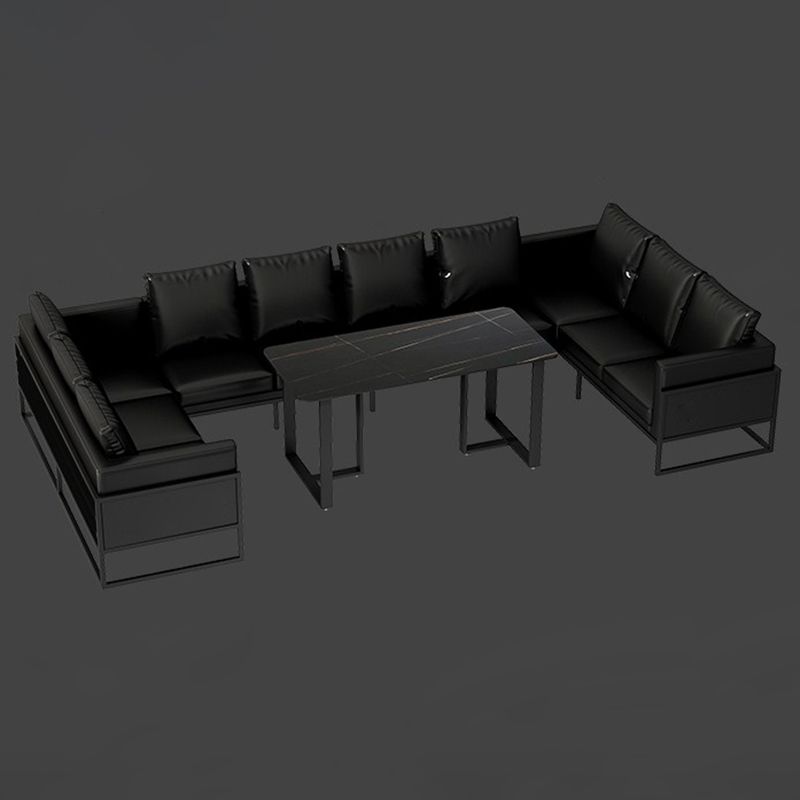 Mesa de comedor rectangular industrial, mesa de piedra sinterizada con pedestal doble para comedor