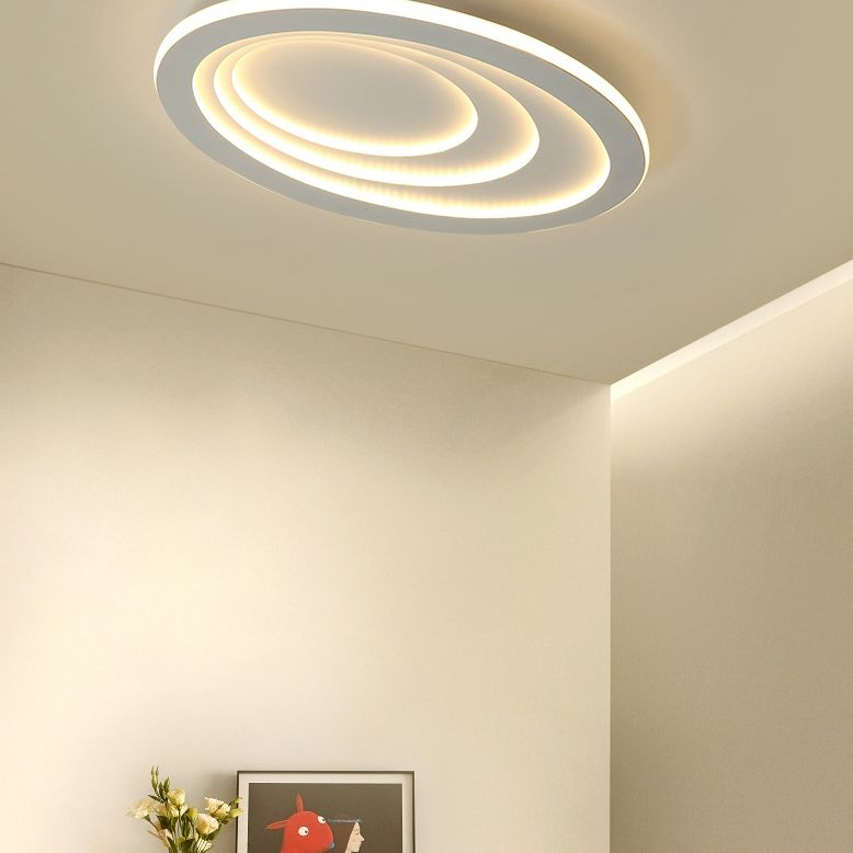 Plafonnier LED à montage encastré pour chambre à coucher, luminaire de plafond blanc de Style moderne avec abat-jour ovale en acrylique