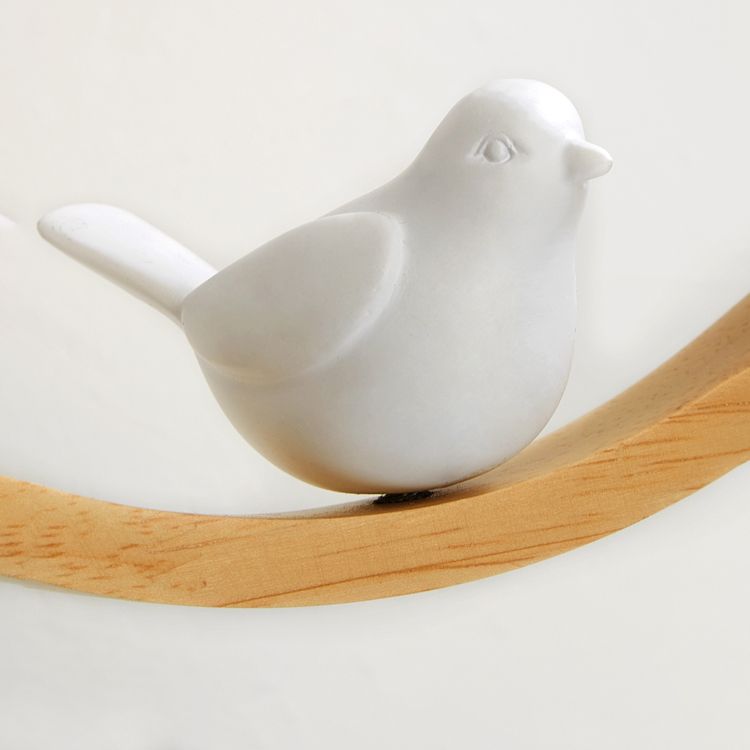 Moderne artistieke single hanging lamp houten bol hanglamp met witte glazen schaduw