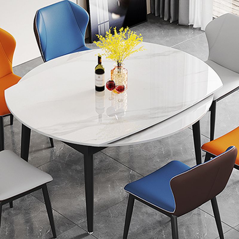 Modern Style Sintered Stone Dining Table Rectangle Table with Black Legs for Home