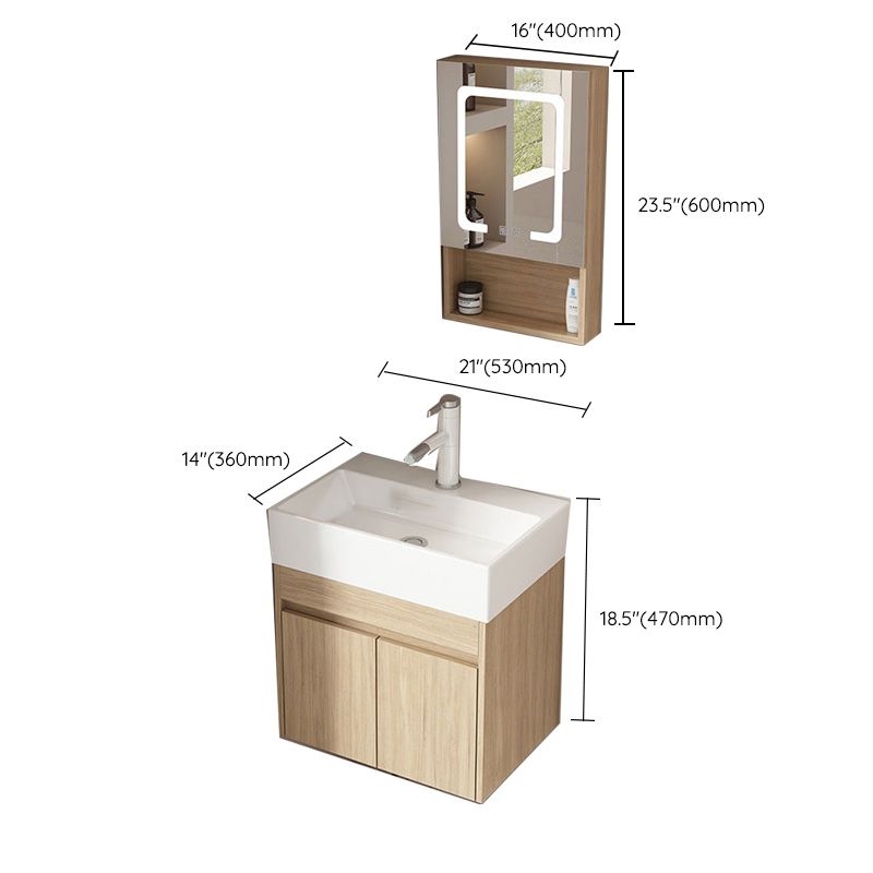 Basic Wooden Sink Vanity Wall-Mounted Vanity Cabinet with Mirror Cabinet