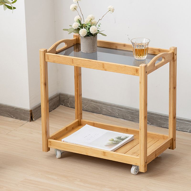 Modernistic Solid Wood with Shelf Rectangular Double Tier Side Table