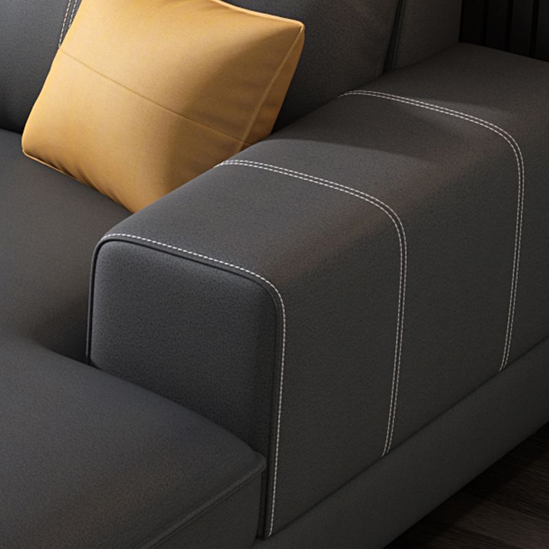 L-Shape Faux Leather High Back Square Arm Sectional with Stain-Resistant