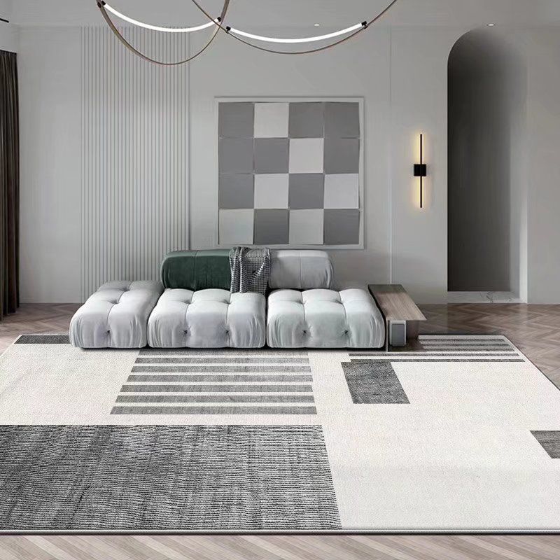 Modern Gray Indoor Rug Polyester Graphic Rug Washable Rug for Home Decoration