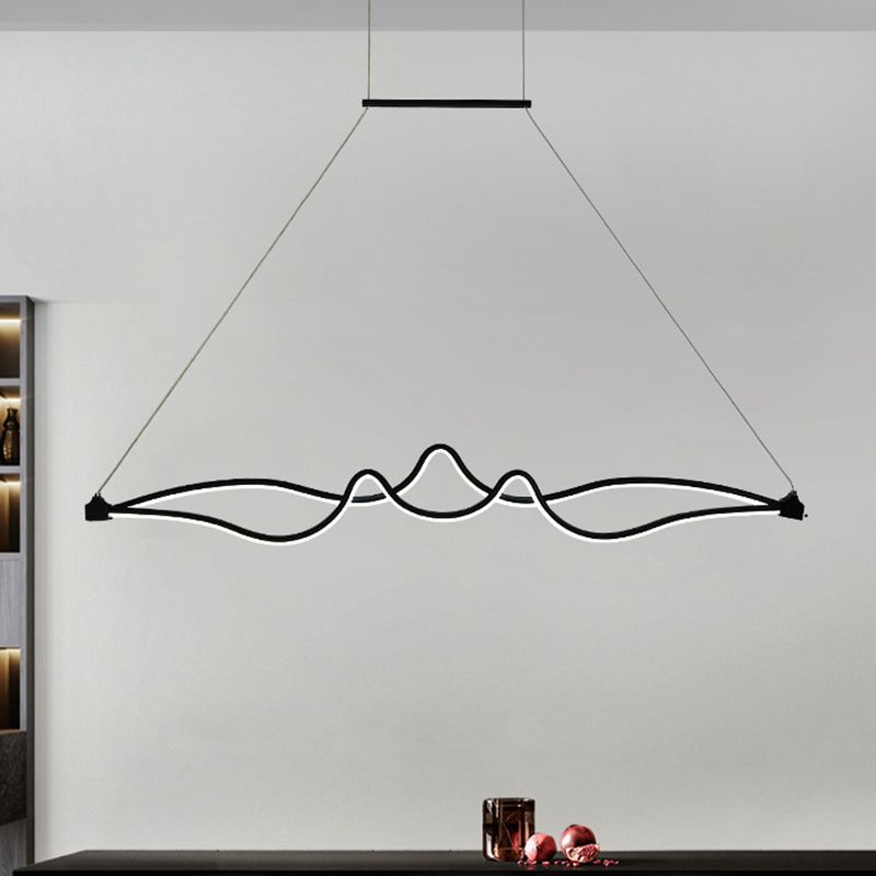 Nordic Aluminum Island Light Linear 2 Lights LED Island Pendant for Dining Room