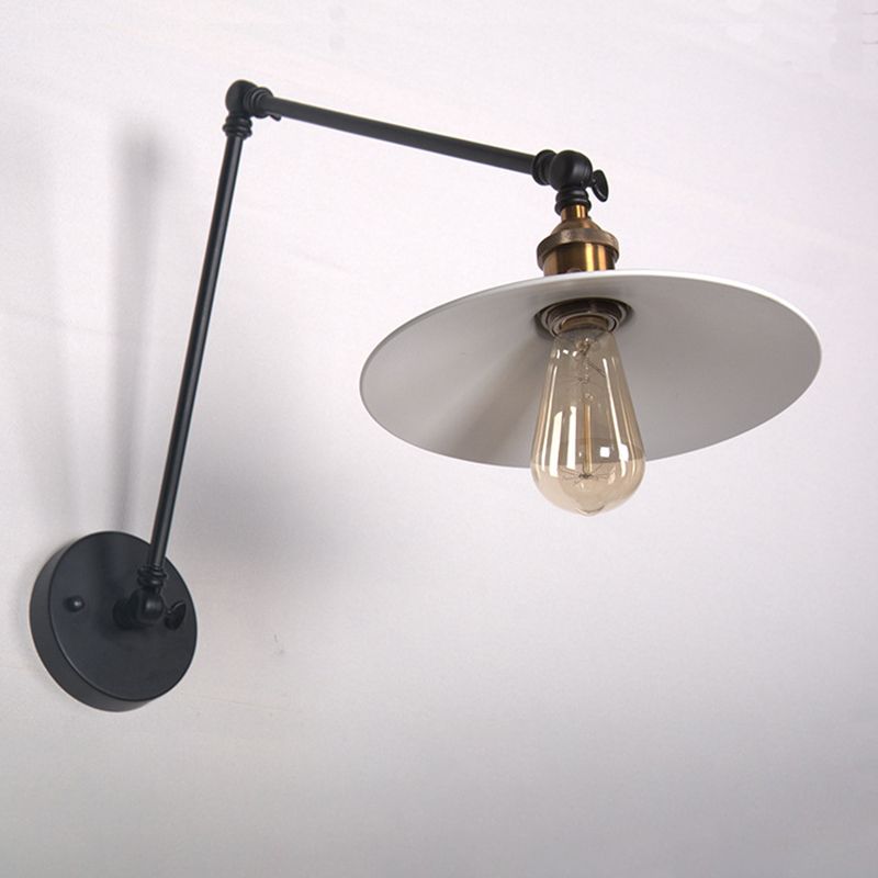 White Metal Cone Shade Industry Style Wandlampe 2 Abschnitte Schwung Retro-Wandleuchten für das Restaurant