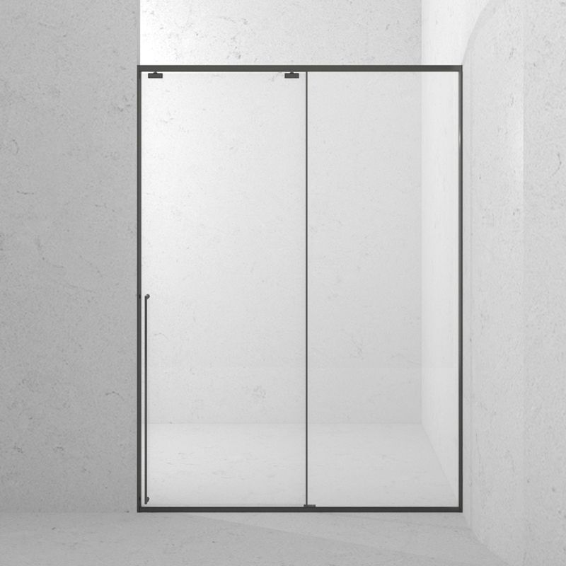 Gray Semi Frameless Narrow Bezel Single Sliding Glass Shower Door