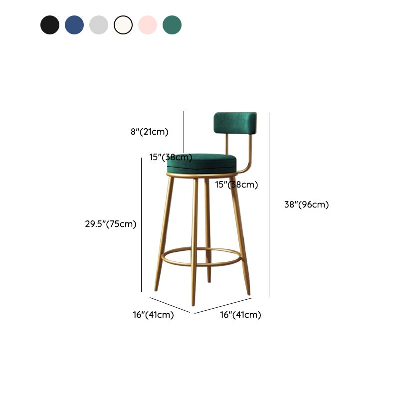 Glam Style Bar Stool Upholstered Bar Stools for Dining Room with Gold Frame