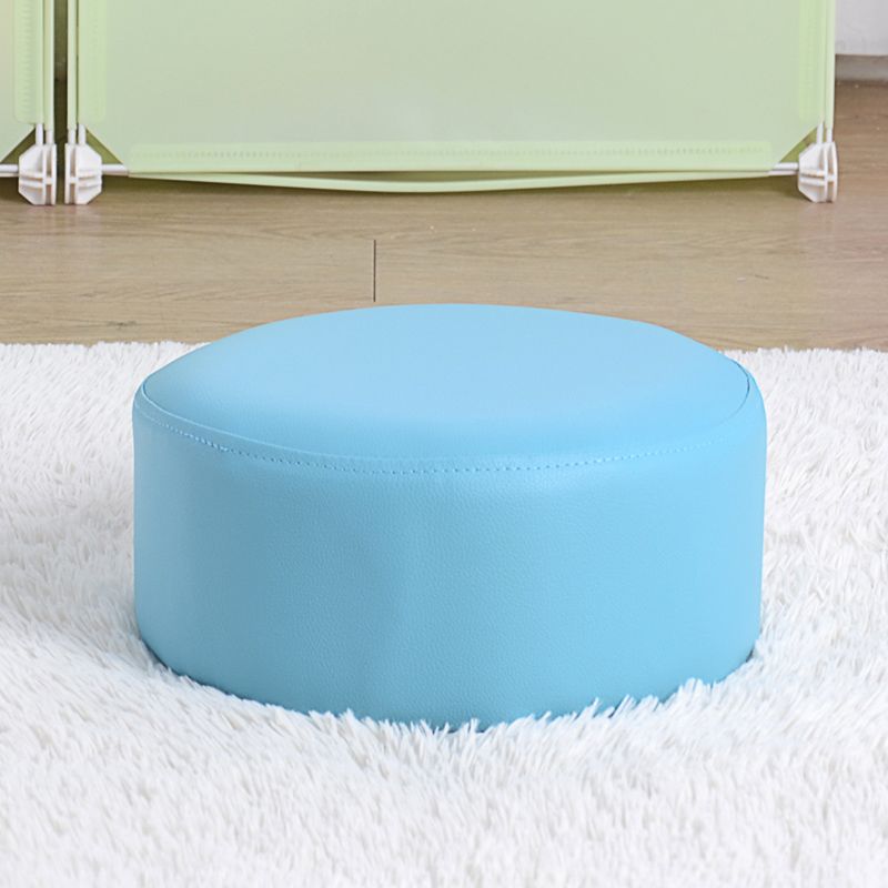 Pink Water Resistant Standard Round Solid Color PVC Modern Pouf