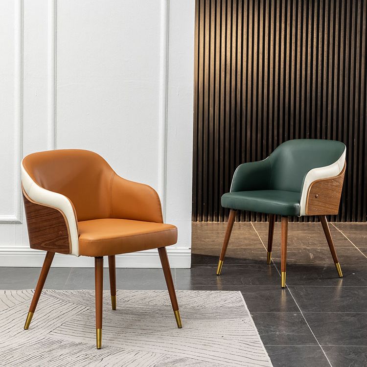 Zeitgenössischer Square Ess Side Stuhl Parsons Armstuhl für Küche mit hölzernen Beinen