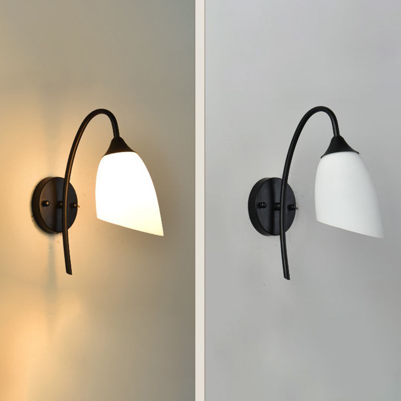 Glass Geometric Shade Wall Lights Modern Simple 1 Head Wall Mount Fixture in Black