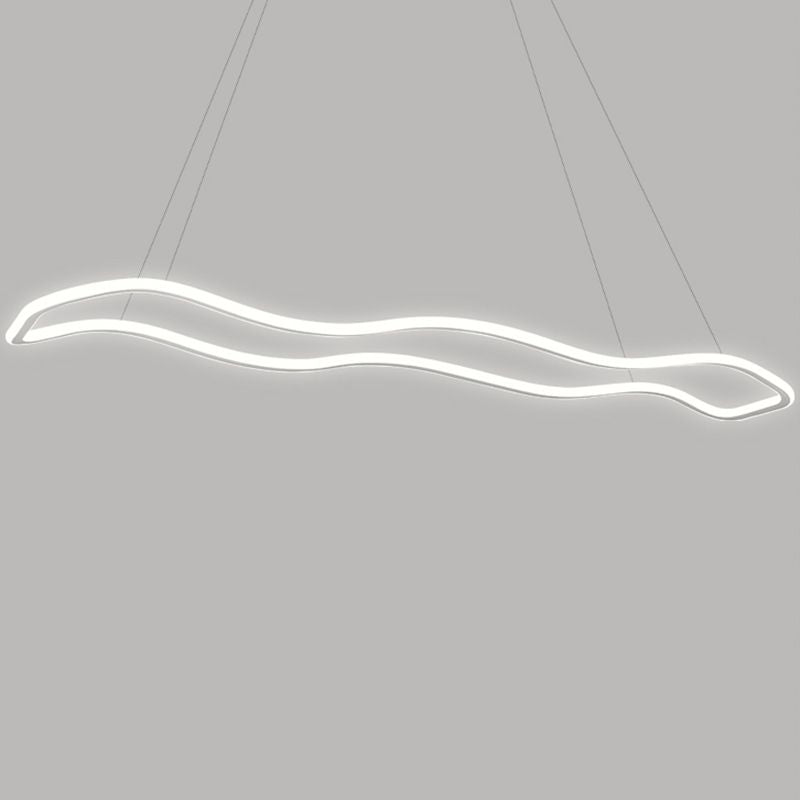 Metal Linear Island Lighting Modern Island Lighting 1 Light Pendant Lighting in White