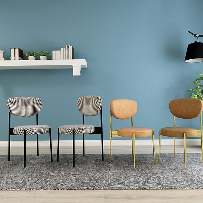 Glam Style Upholstered Side Chair Open Back Dining Side Chair