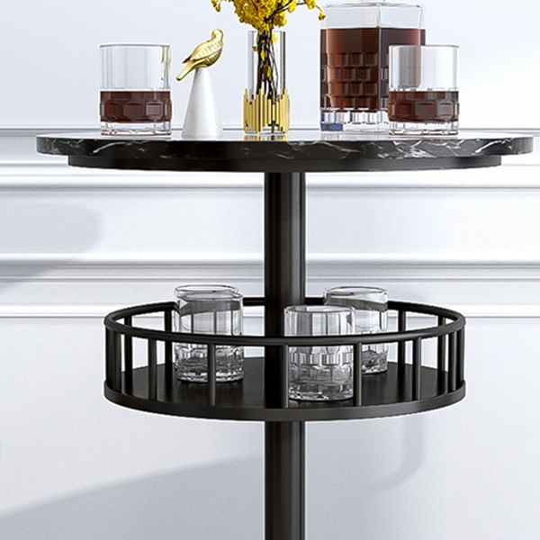 Glam Style Iron Marble Bar Table Indoor Pedestal Bistro Table - 21.6"W x 41.3"H