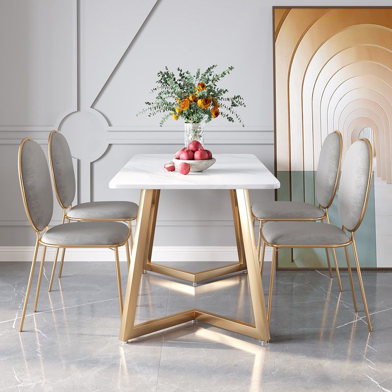 Traditional Luxury Stone Furniture Rectangle Double Pedestal Dining Site Table