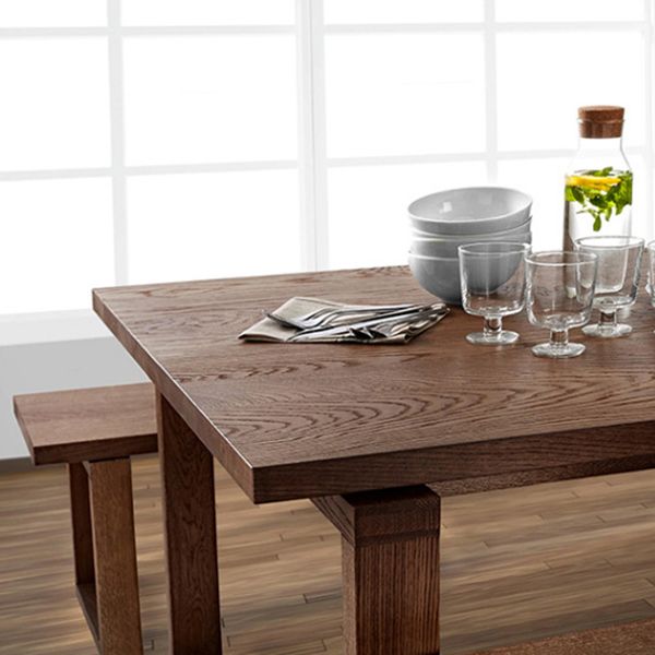 Rectangle Dining Table Solid Wood Contemporary Style Brown Dinner Table for Home Kitchen