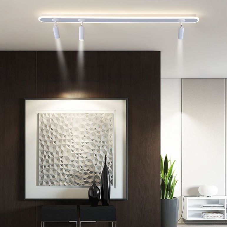 El semi - integrado LED de barra ovalada está instalado en la lámpara de pantalla de acrílico interior de la lámpara de aluminio creativa moderna.