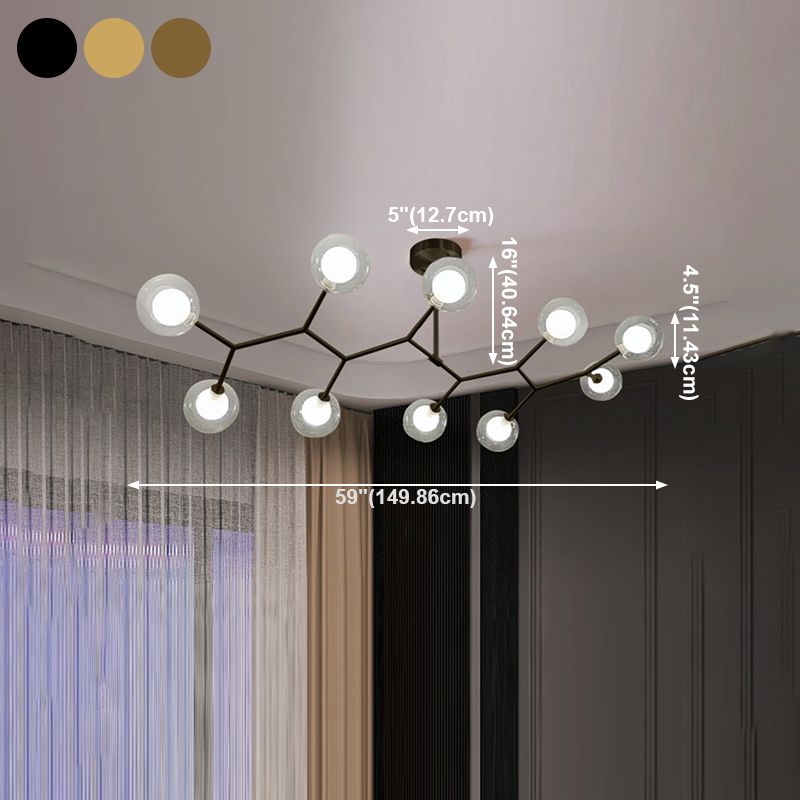 Nordic Modern Dining Pendant Light Round Glass Shade Chandelier Light Fixture for Dining Room