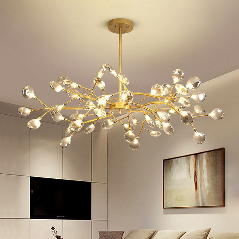 Firefly Shade Living Room Chandelier Light Acrylic Nordic LED Suspension Lighting in Gold