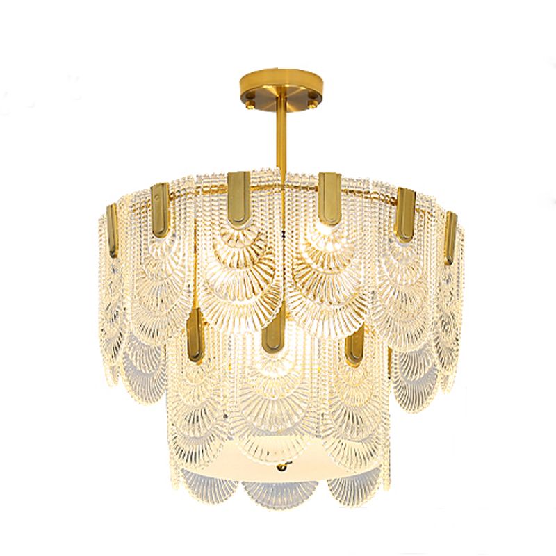 Copper Tiered Glass Ceiling Pendant Contemporary Ceiling Lighting Fixtures