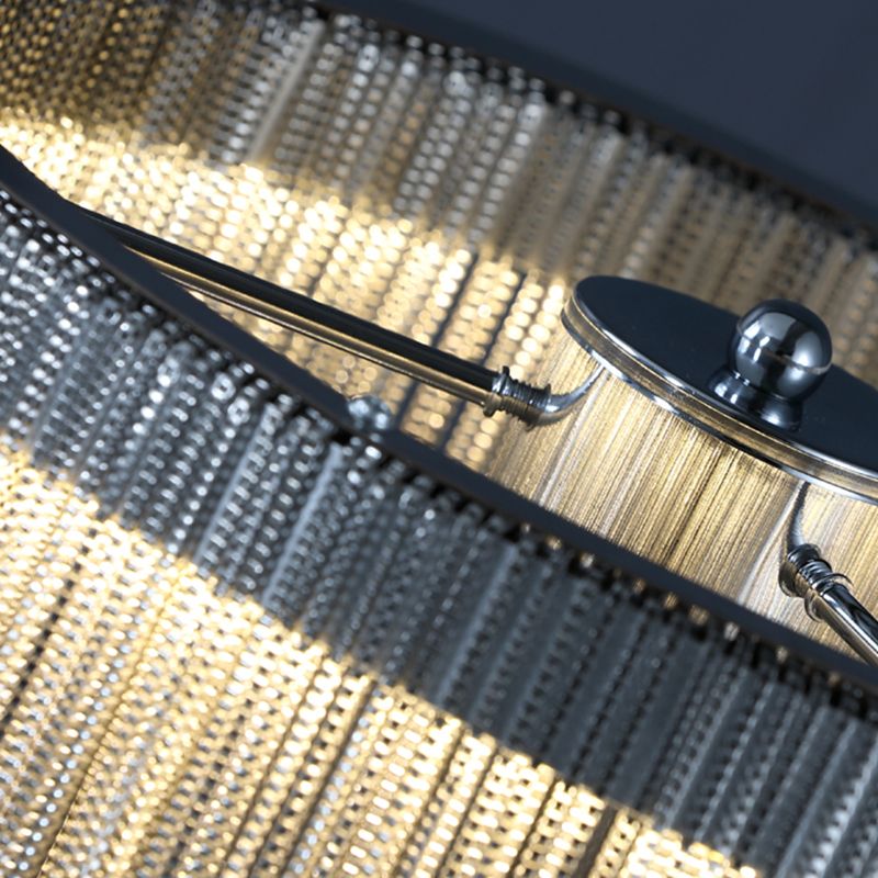 Table circulaire moderniste éclairage de la chaîne en aluminium LED de nuit LED au chevet en argent