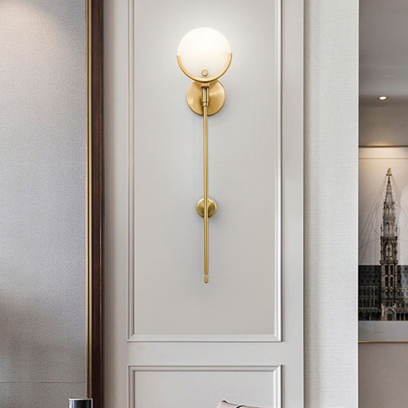 Stone Round Sconce Light Contemporary 1 Head Wall Mount Lighting in Gold