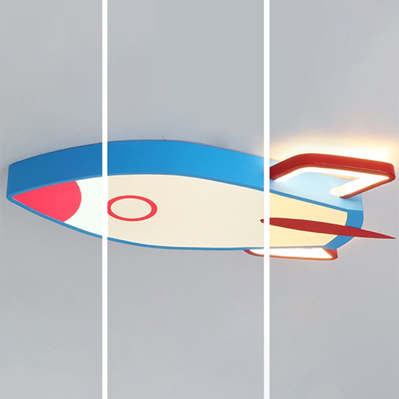 Rocket Bedroom Flushmount Ceiling Fixture Acrylic LED Contemporary Flush Ceiling Light Fixture in Blue