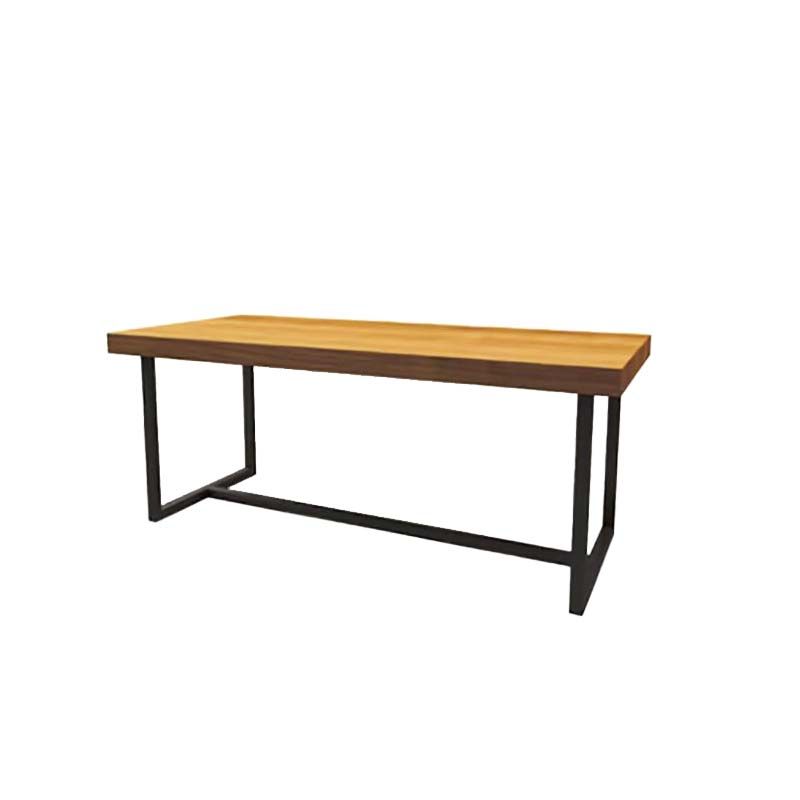 Industrial Brown Dining Table Indoor Rectangle Dinette Table with Metal Frame