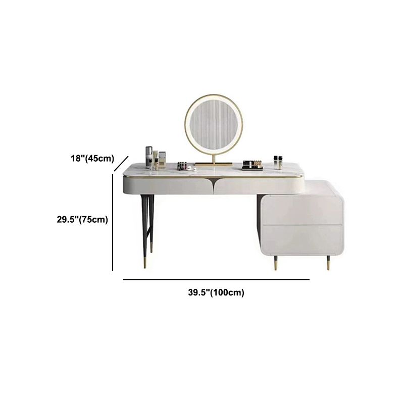 Rock Slate Off-white Dressing Table with 4 Drawers Metal Base