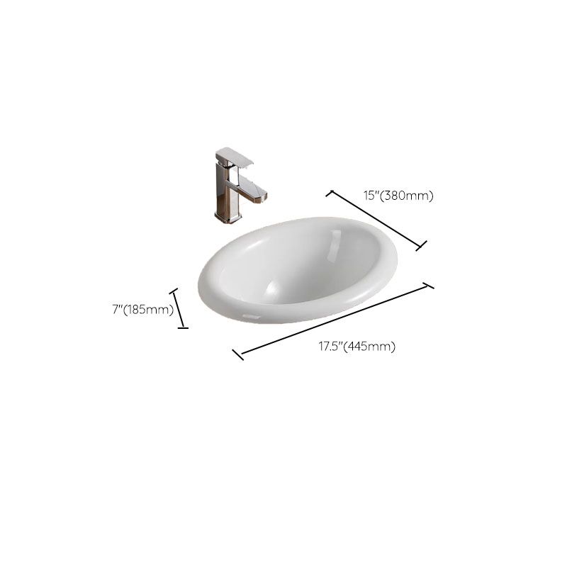 Contemporary Bathroom Sink with Pop-Up Drain Porcelain Oval-Shape Undermount Bathroom Sink