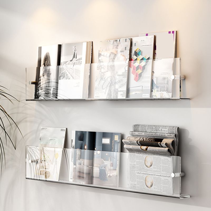 Modern Acrylic Floating Bookshelf 5.9" H Wall Mounted Bookcase