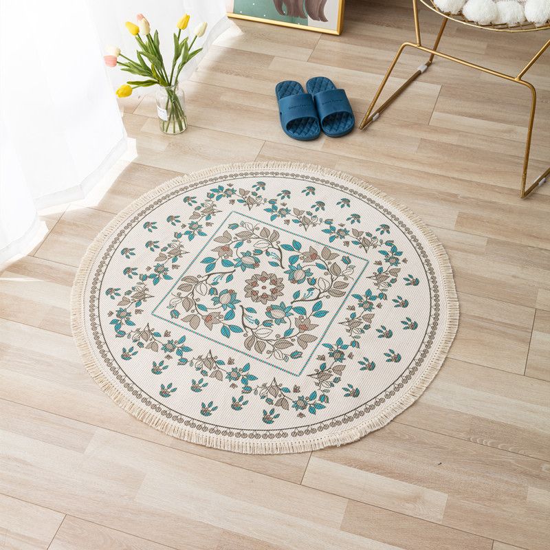 Bohemian Area Rug Americana Pattern Modern Carpet Fringe Design Cotton Blend Rug for Living Room