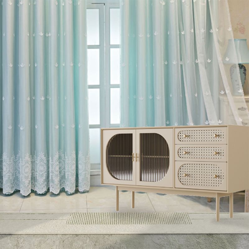 Glam Faux Wood Sideboard for Home Beige Indoor Dining Buffet with Drawers