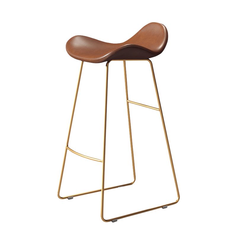 Glam Style Faux Leather Barstool Saddle Seat Bar Stool for Living Room