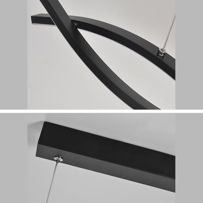 1 luminaire de plafond linéaire à LED de lumière Nouveau pendentif en aluminium noir moderne