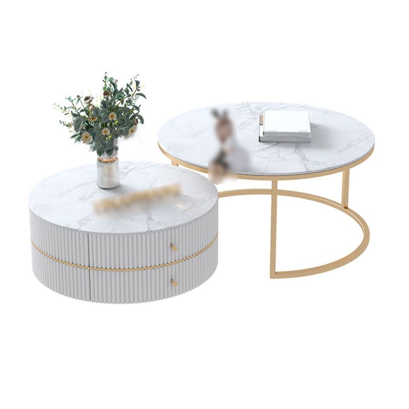 Round Nesting Coffee Table Set Frame Coffee Table with Storage