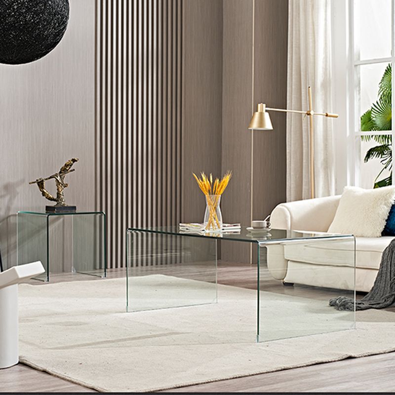Modern Clear Glass Coffee Table 19.69"h Minimalist Cocktail Table